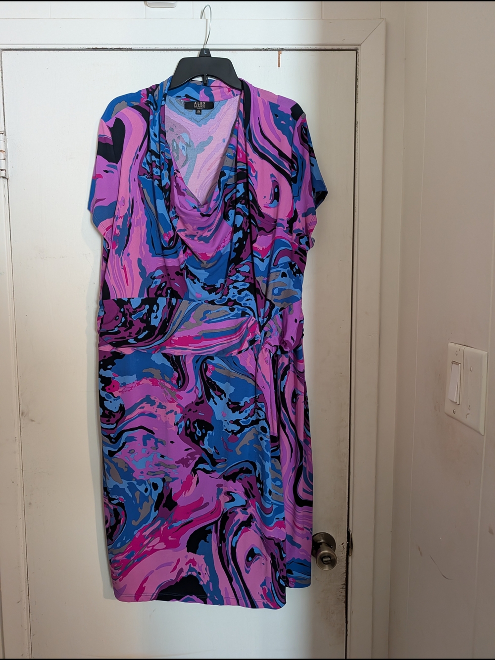 Alex Marie Cowl-Neck Midi Dress - Purple & Blue